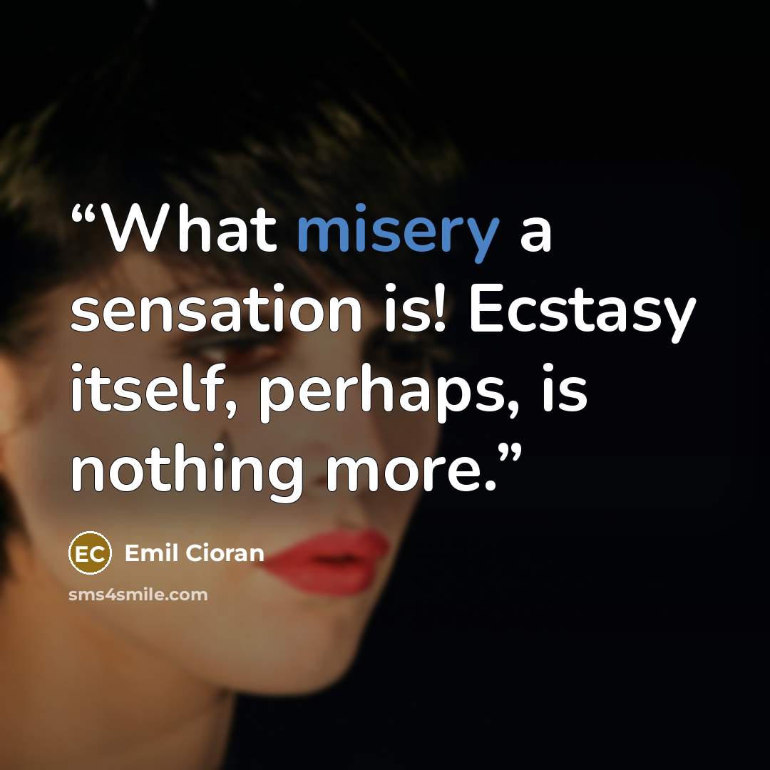 “What misery a sensation is! Ecstasy itself, perhaps, is nothing more.” quote by Emil Cioran