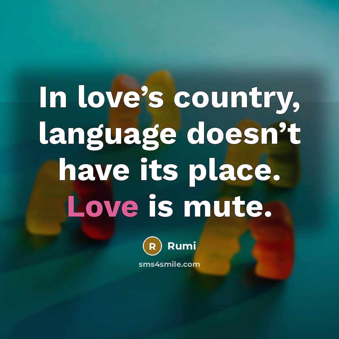 “In love’s country, language doesn’t have its place. Love is mute.” quote by Rumi