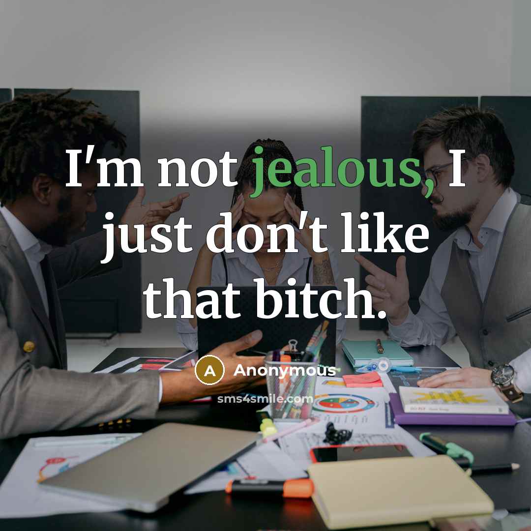 “I'm not jealous, I just don't like that bitch.” quote by Anonymous