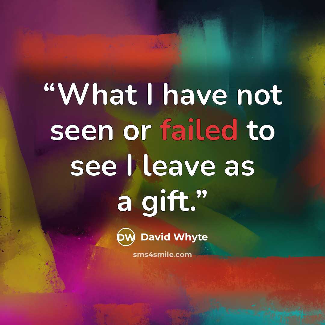 “What I have not seen or failed to see I leave as a gift.” quote by David Whyte