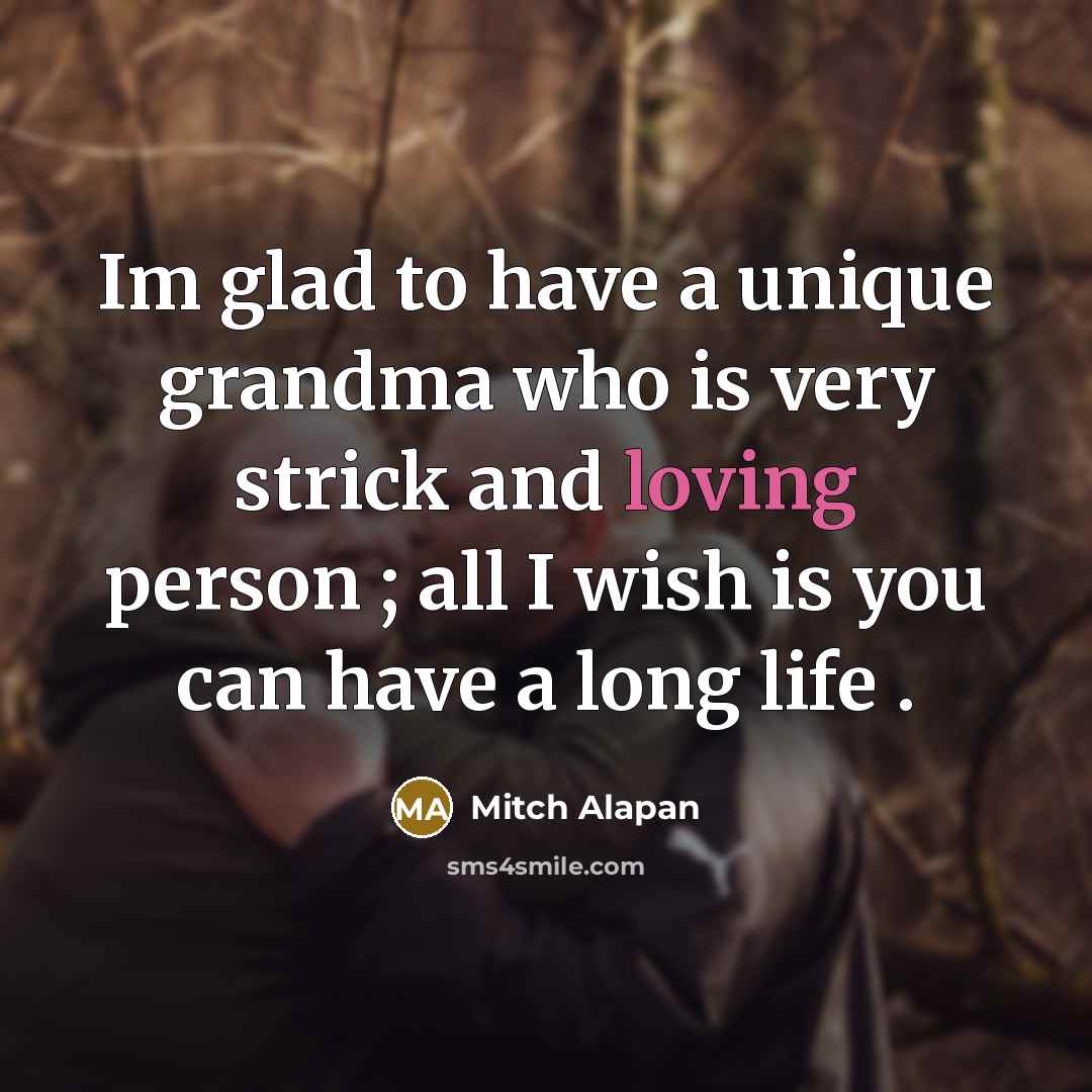 “Im glad to have a unique grandma who is very strick and loving person ; all I wish is you can have a long life .” quote by Mitch Alapan
