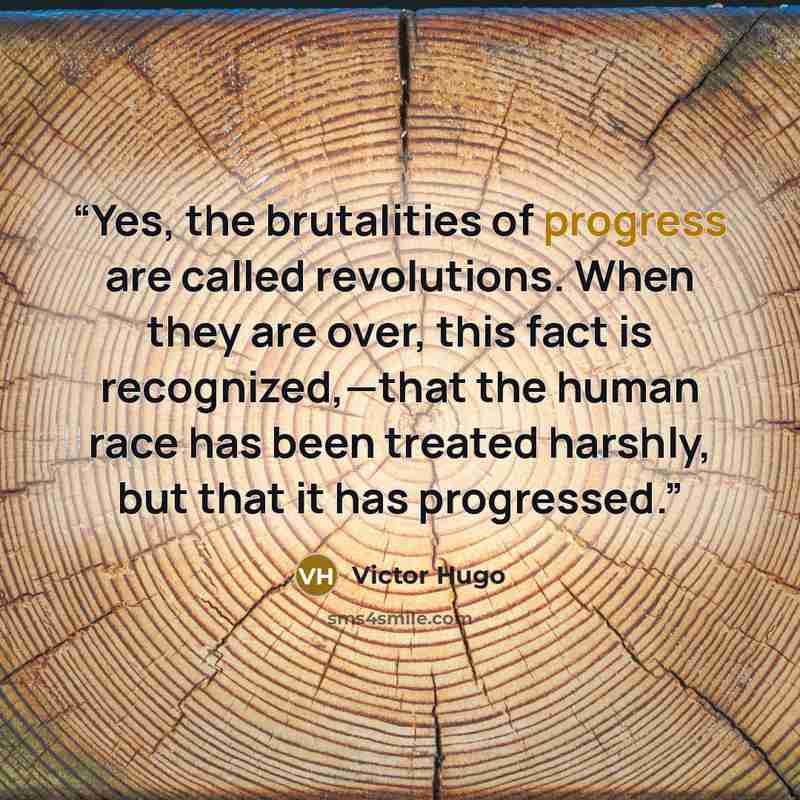 “Yes, the brutalities of progress are called revolutions. When they are over, this fact is recognized,—that the human race has been treated harshly, but that it has progressed.” quote by Victor Hugo