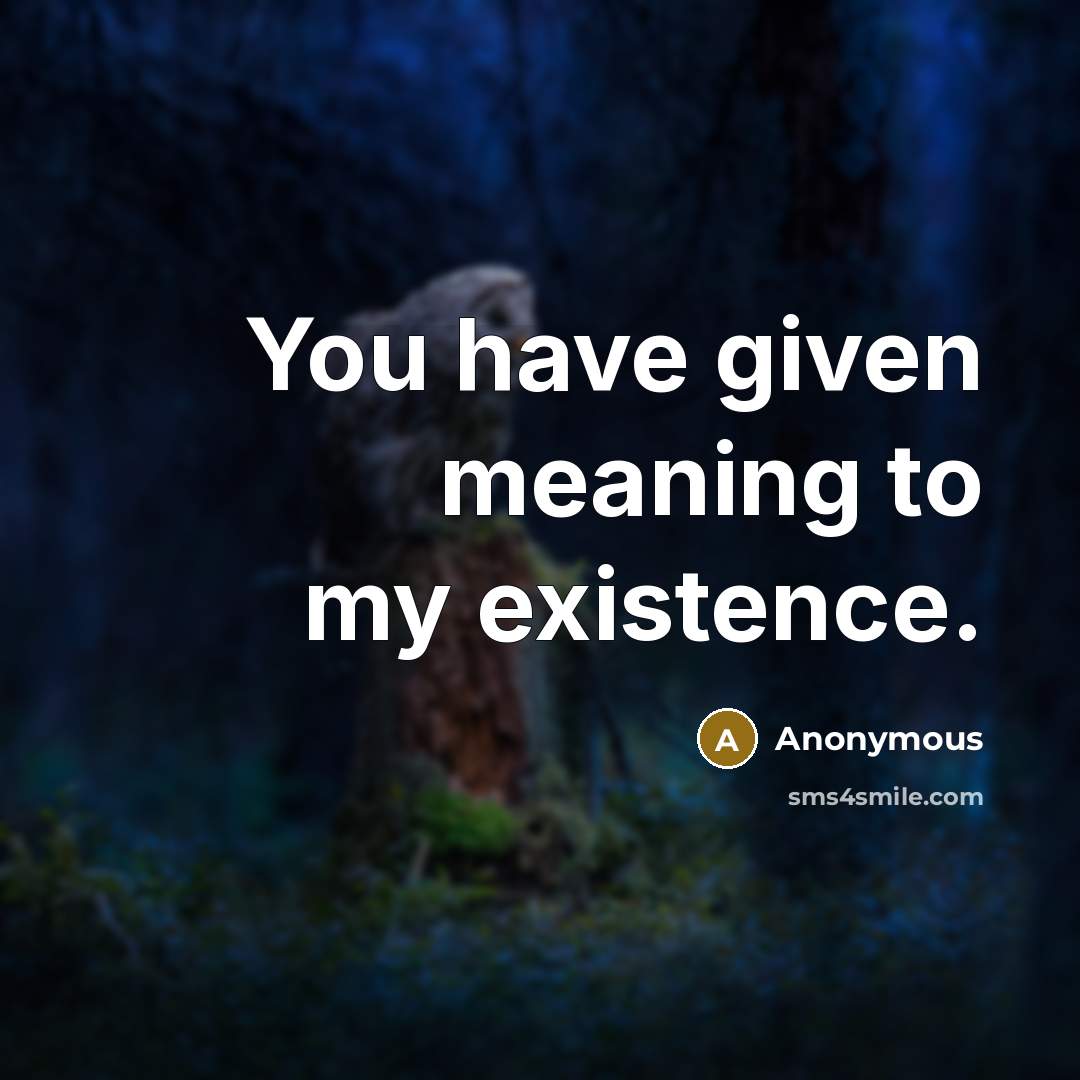 “You have given meaning to my existence.” quote by Anonymous