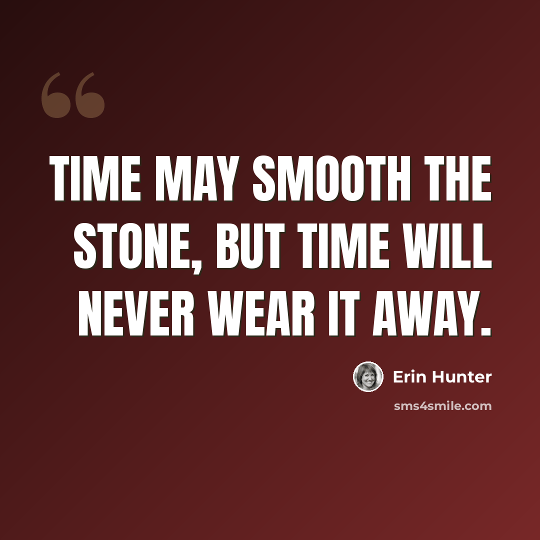 “Time may smooth the stone, but time will never wear it away.” quote by Erin Hunter