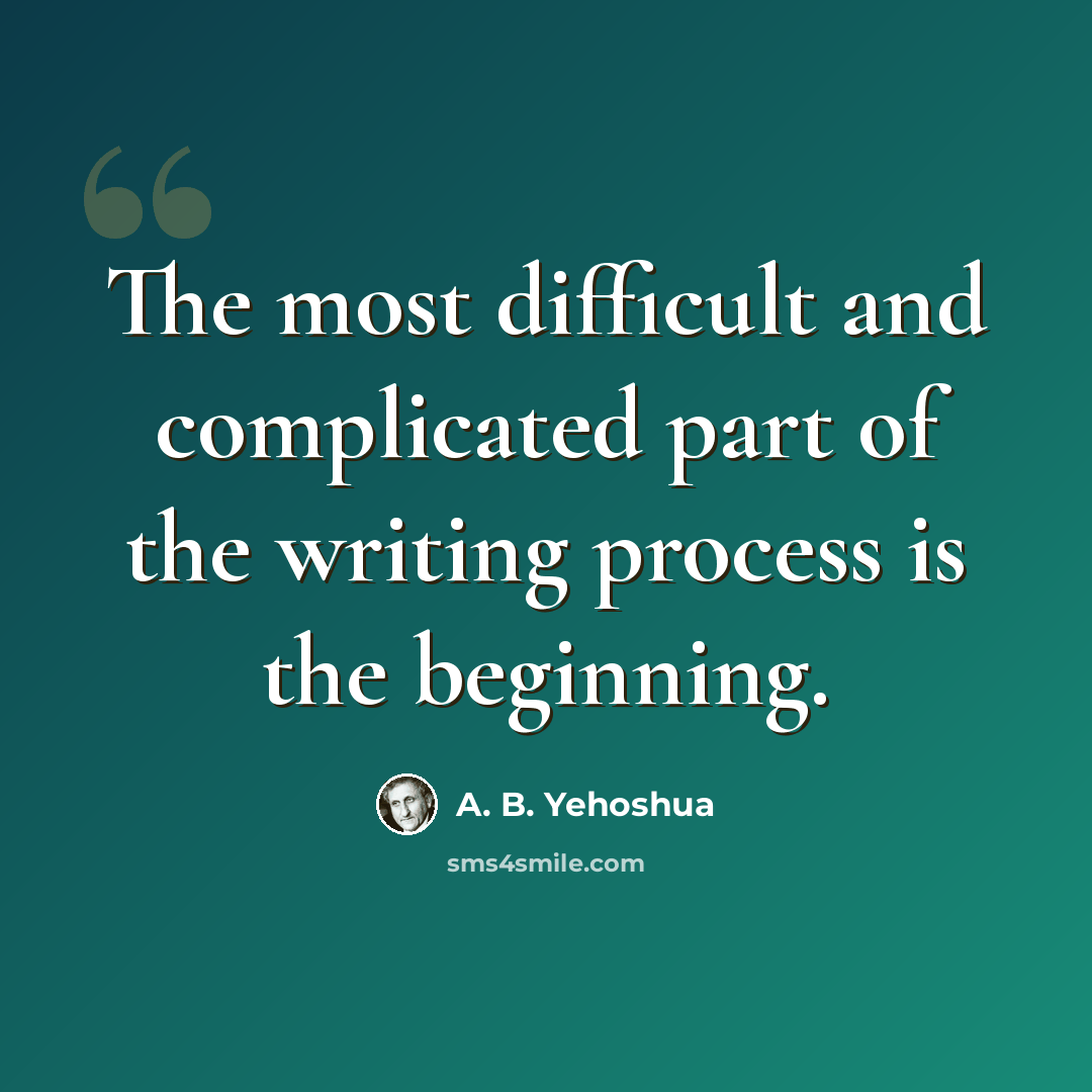 “The most difficult and complicated part of the writing process is the beginning.” quote by A. B. Yehoshua