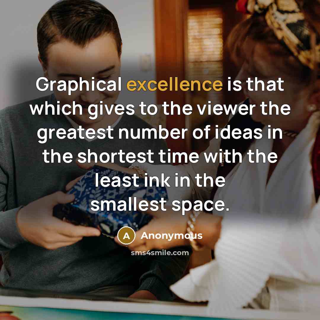 “Graphical excellence is that which gives to the viewer the greatest number of ideas in the shortest time with the least ink in the smallest space.” quote by Anonymous