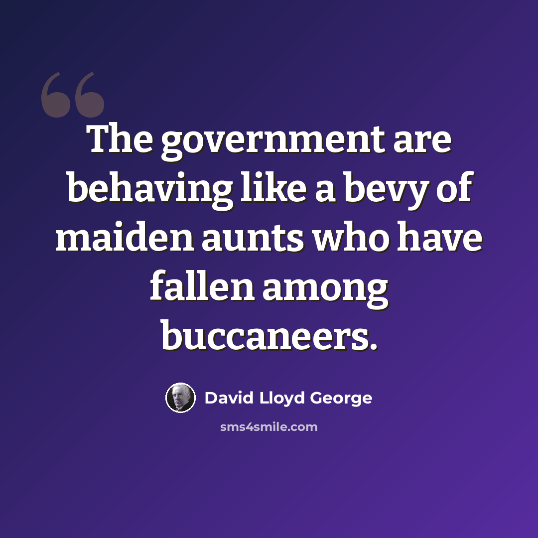 “The government are behaving like a bevy of maiden aunts who have fallen among buccaneers.” quote by David Lloyd George