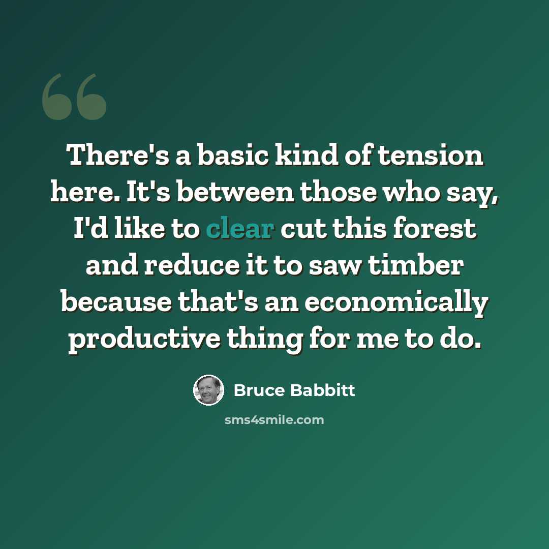 “There's a basic kind of tension here. It's between those who say, I'd like to clear cut this forest and reduce it to saw timber because that's an economically productive thing for me to do.” quote by Bruce Babbitt