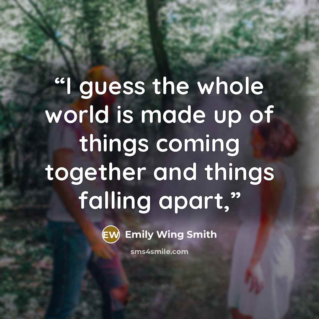 “I guess the whole world is made up of things coming together and things falling apart,” quote by Emily Wing Smith