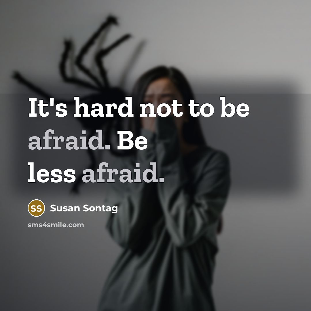 “It's hard not to be afraid. Be less afraid.” quote by Susan Sontag