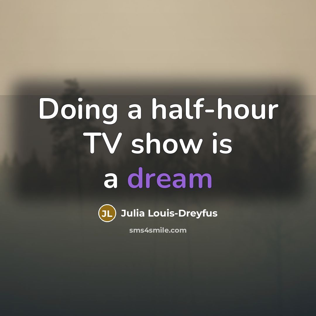 “Doing a half-hour TV show is a dream” quote by Julia Louis-Dreyfus