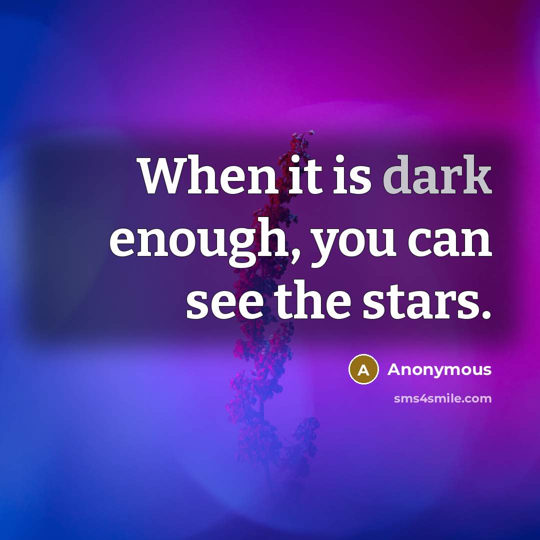 “When it is dark enough, you can see the stars.” quote by Anonymous