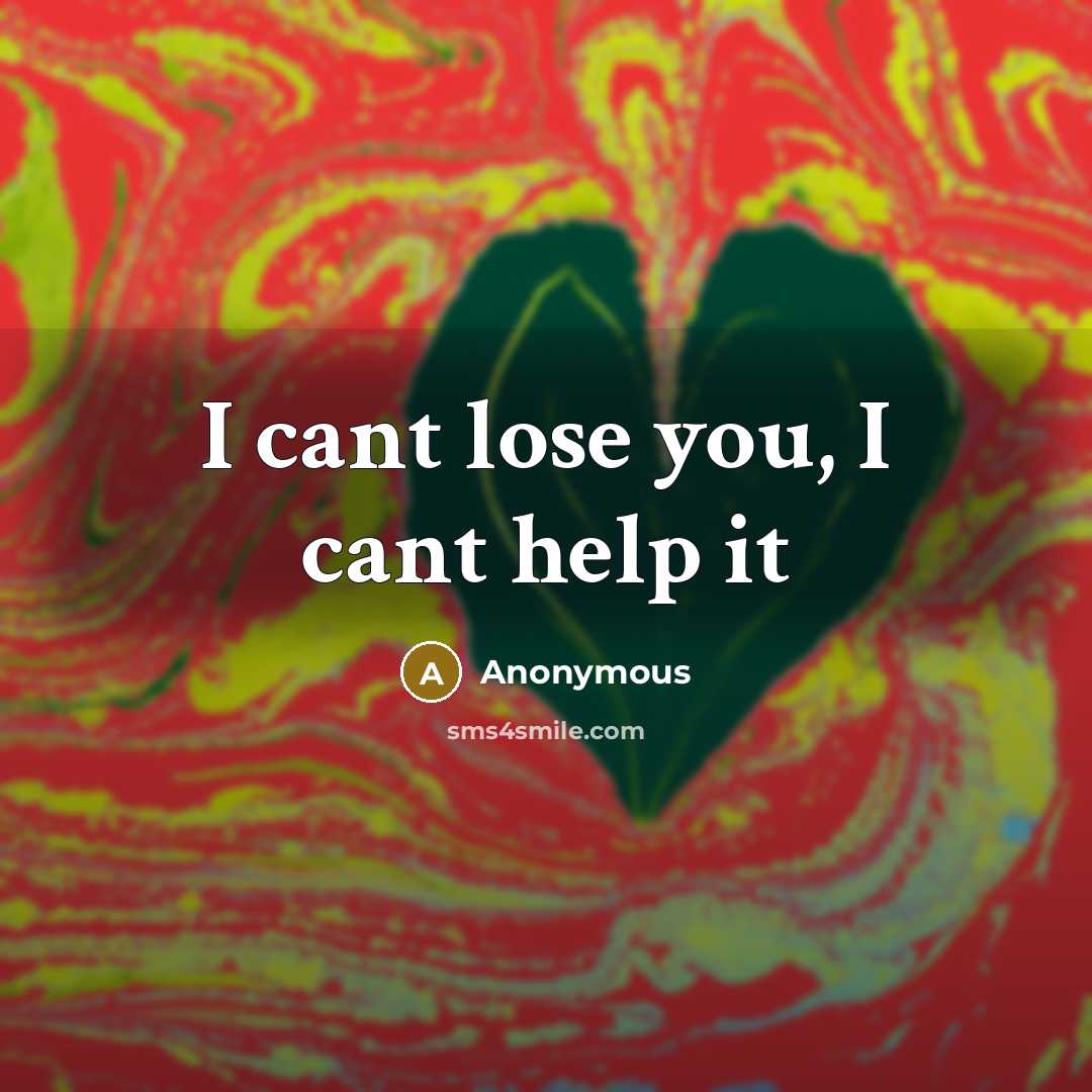 “I cant lose you, I cant help it” quote by Anonymous