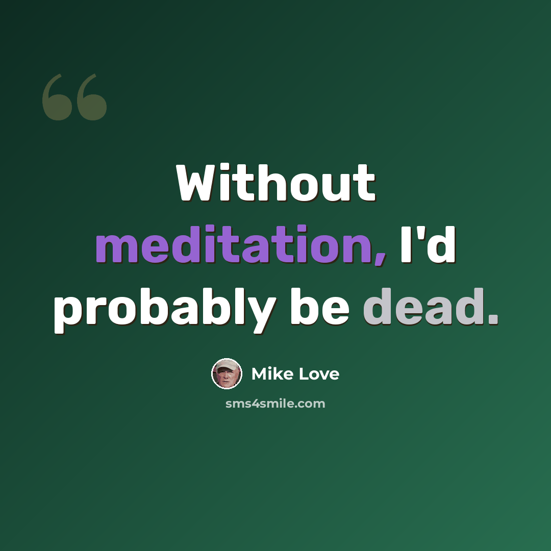 “Without meditation, I'd probably be dead.” quote by Mike Love