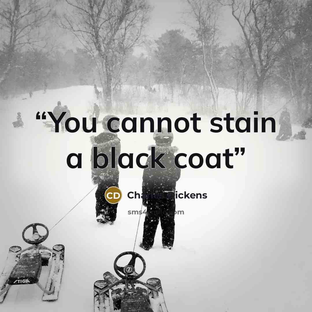 “You cannot stain a black coat” quote by Charles Dickens