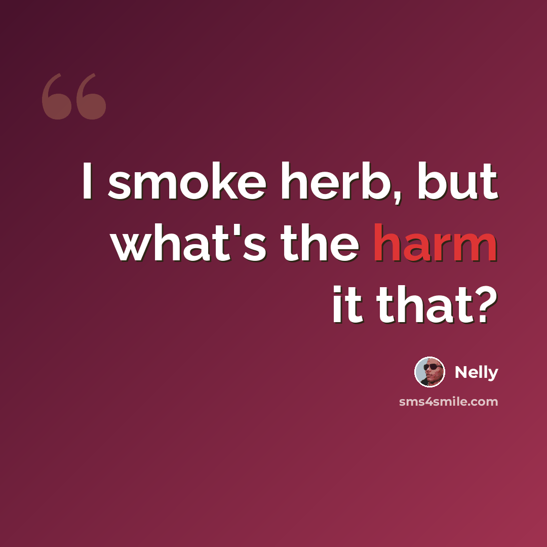 “I smoke herb, but what's the harm it that?” quote by Nelly