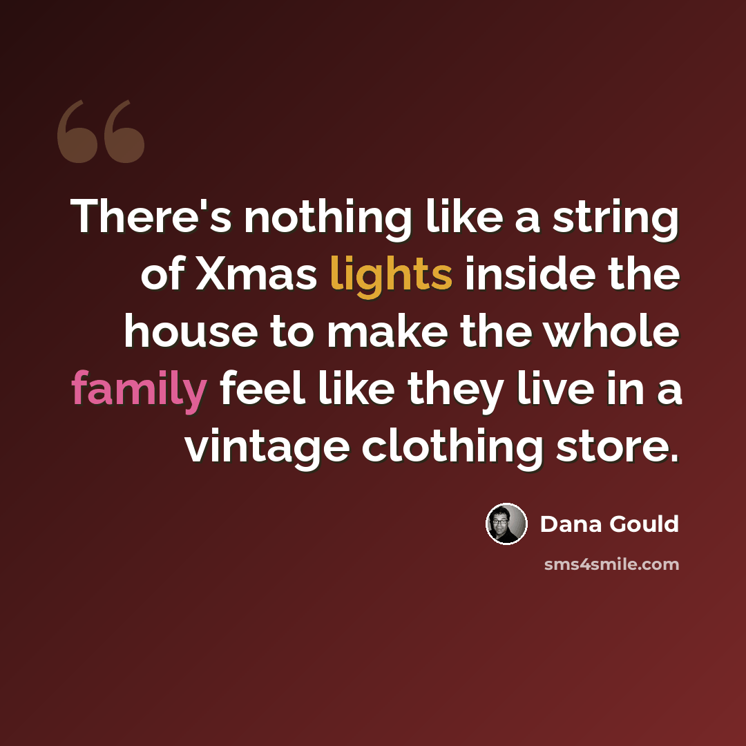 “There's nothing like a string of Xmas lights inside the house to make the whole family feel like they live in a vintage clothing store.” quote by Dana Gould