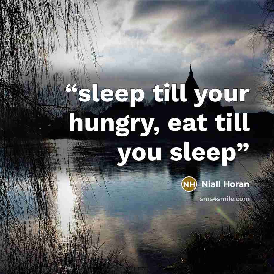 “sleep till your hungry, eat till you sleep” quote by Niall Horan