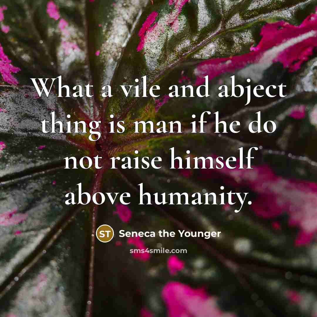 “What a vile and abject thing is man if he do not raise himself above humanity.” quote by Seneca the Younger