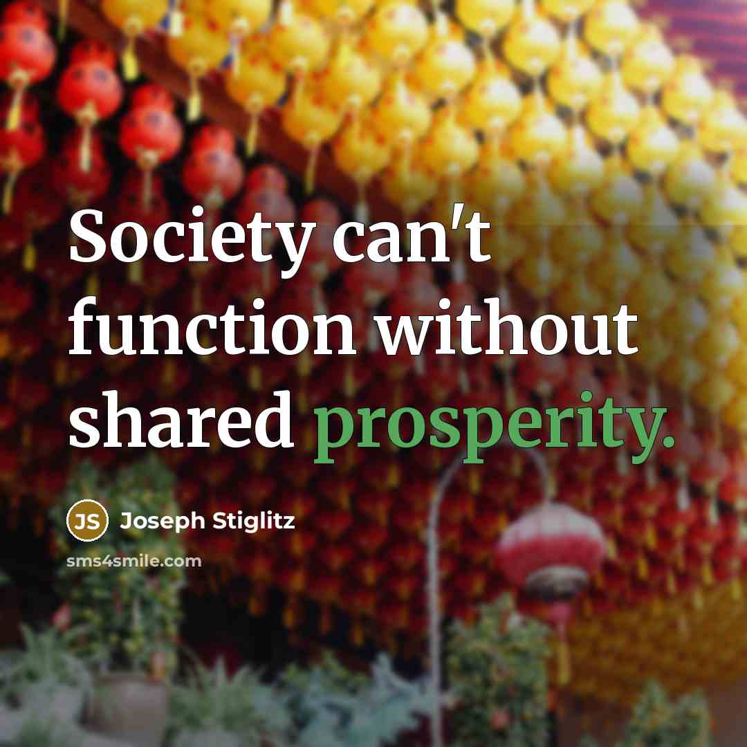 “Society can't function without shared prosperity.” quote by Joseph Stiglitz