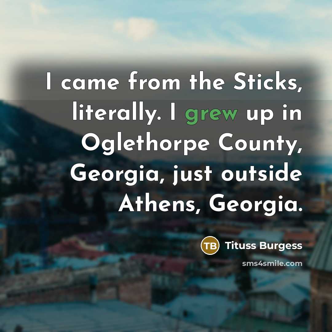 “I came from the Sticks, literally. I grew up in Oglethorpe County, Georgia, just outside Athens, Georgia.” quote by Tituss Burgess