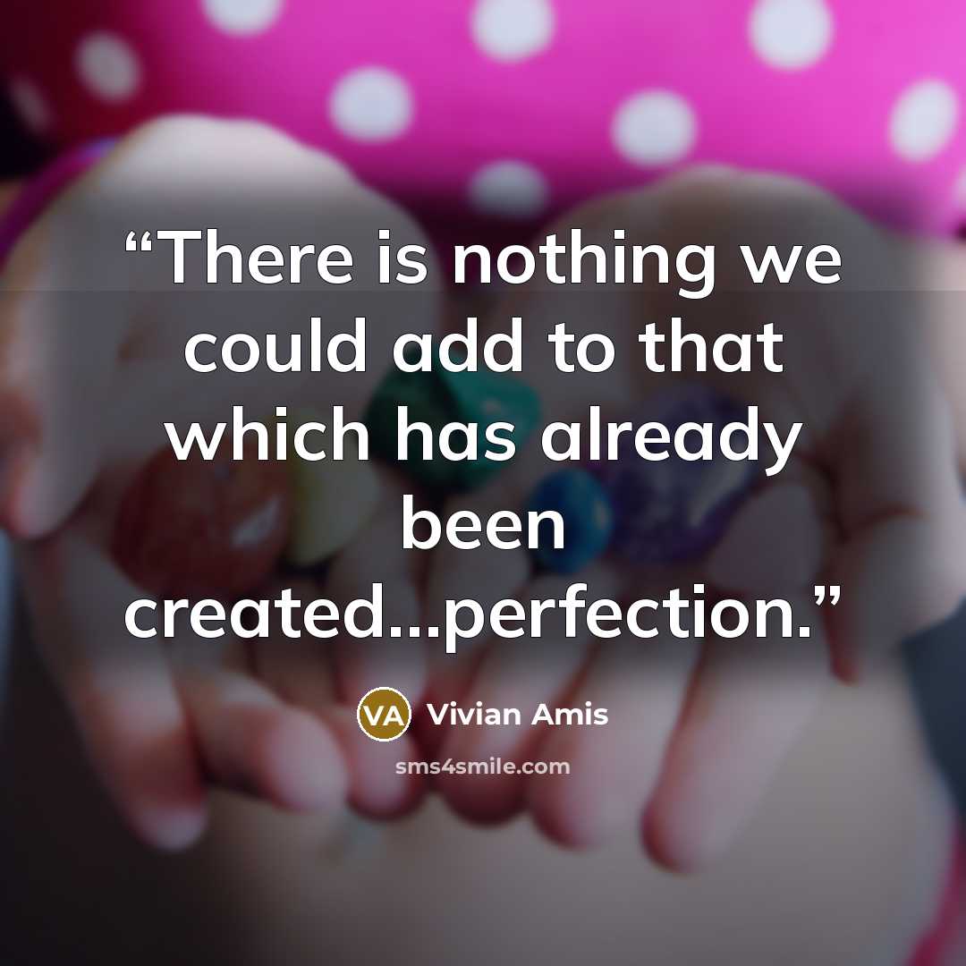 “There is nothing we could add to that which has already been created…perfection.” quote by Vivian Amis
