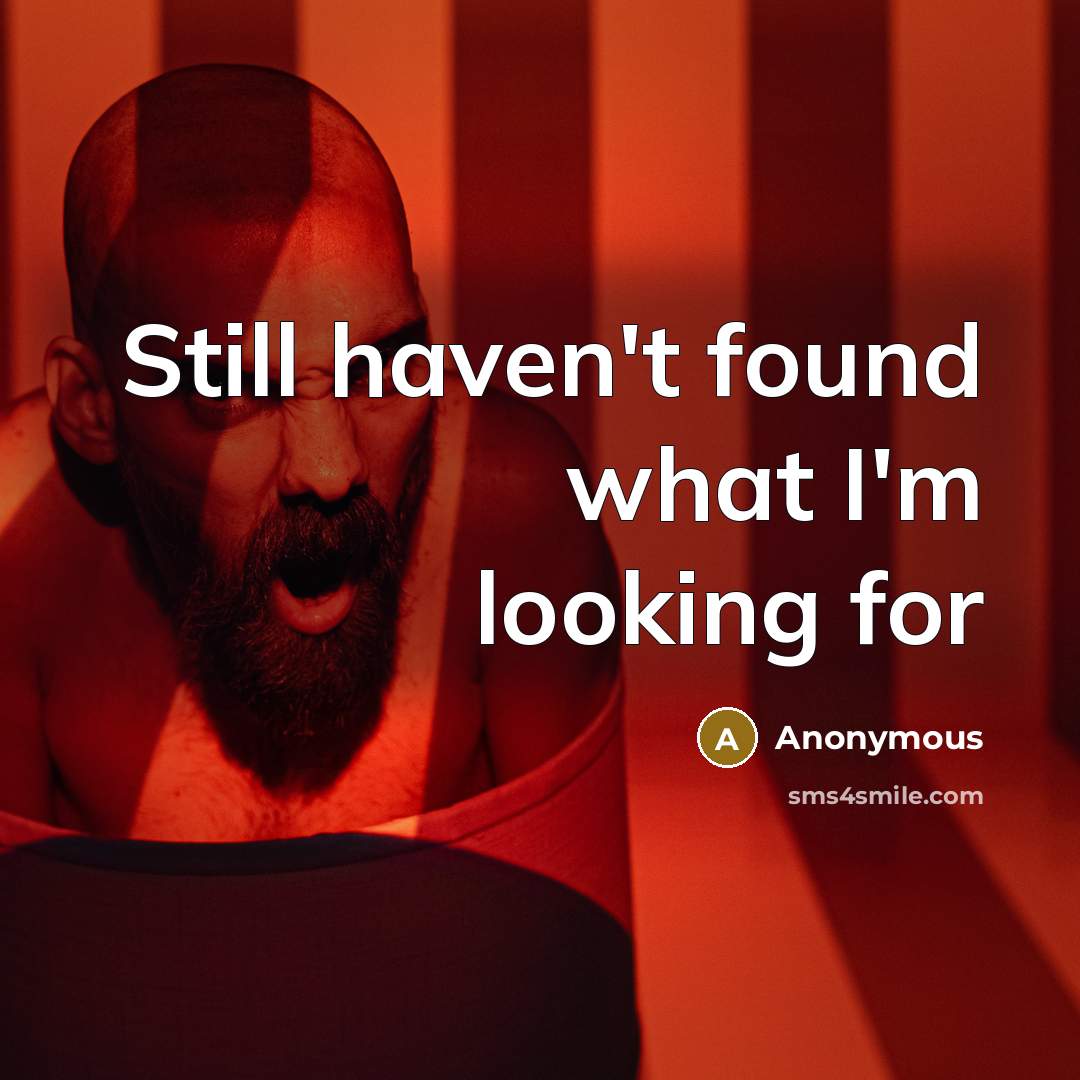 “Still haven't found what I'm looking for” quote by Anonymous