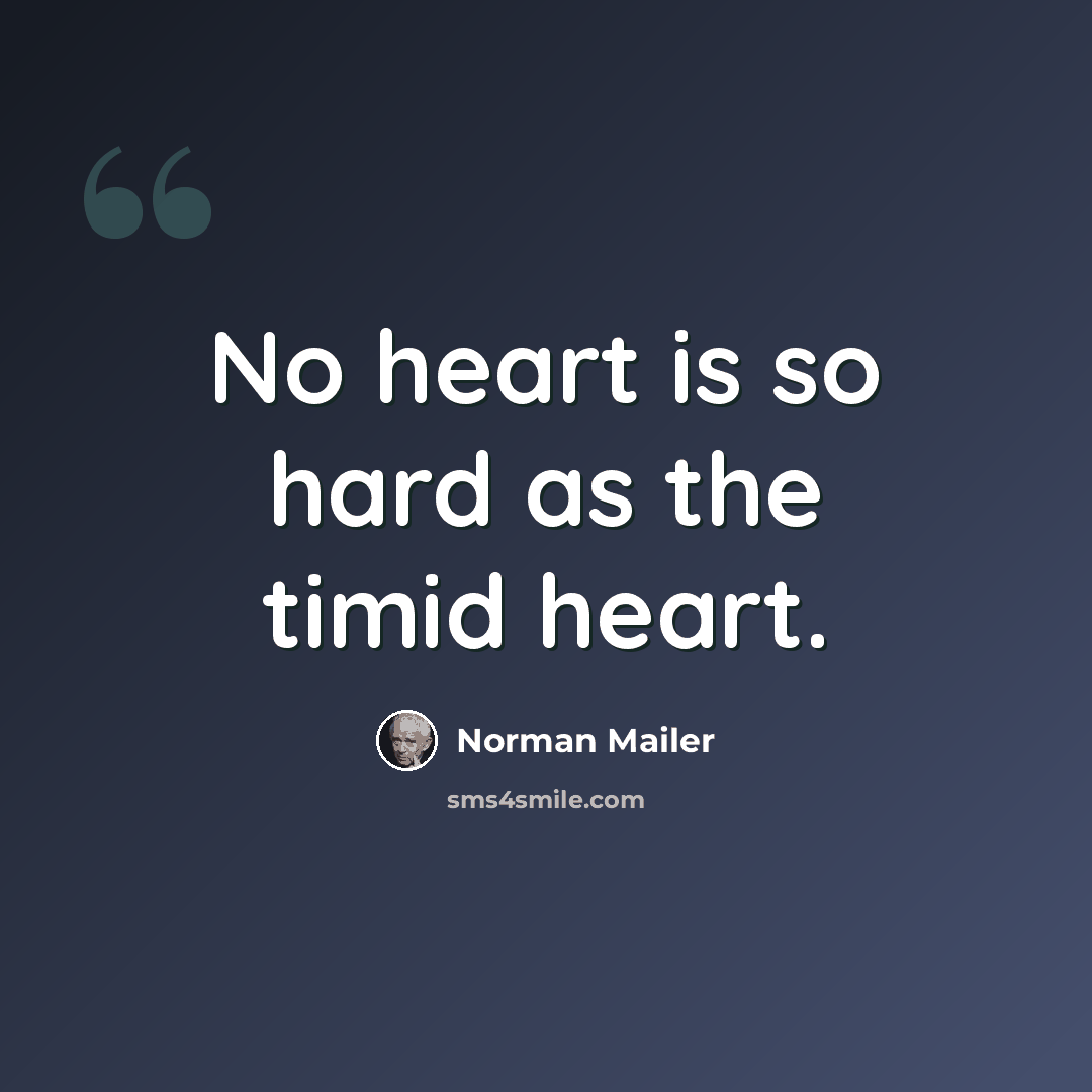 “No heart is so hard as the timid heart.” quote by Norman Mailer
