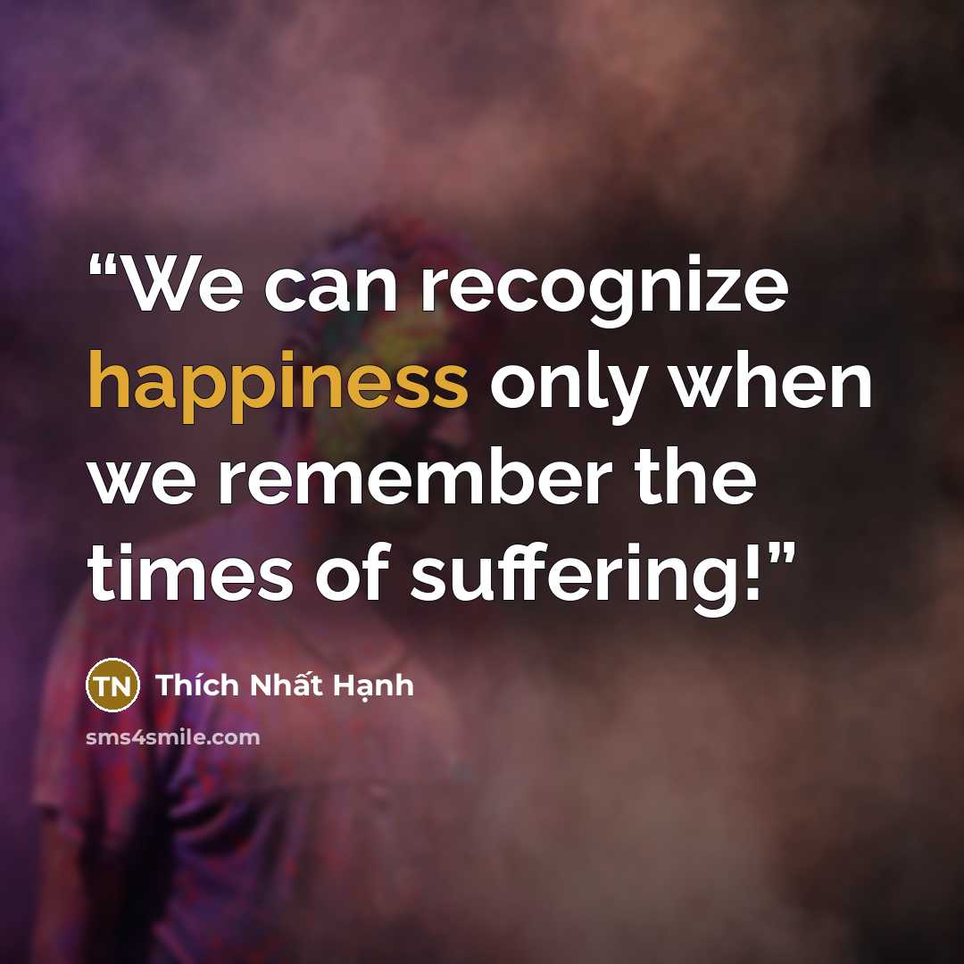 “We can recognize happiness only when we remember the times of suffering!” quote by Thích Nhất Hạnh