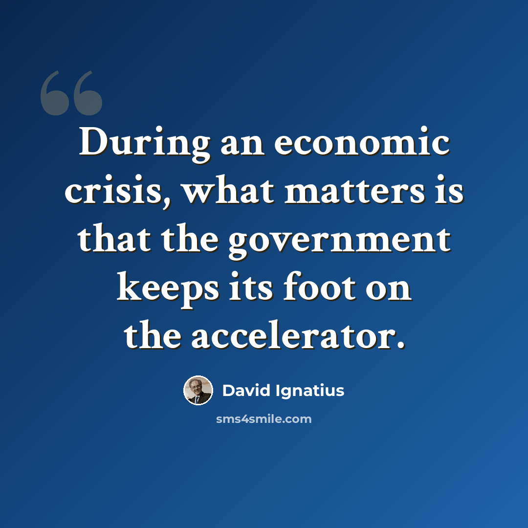“During an economic crisis, what matters is that the government keeps its foot on the accelerator.” quote by David Ignatius