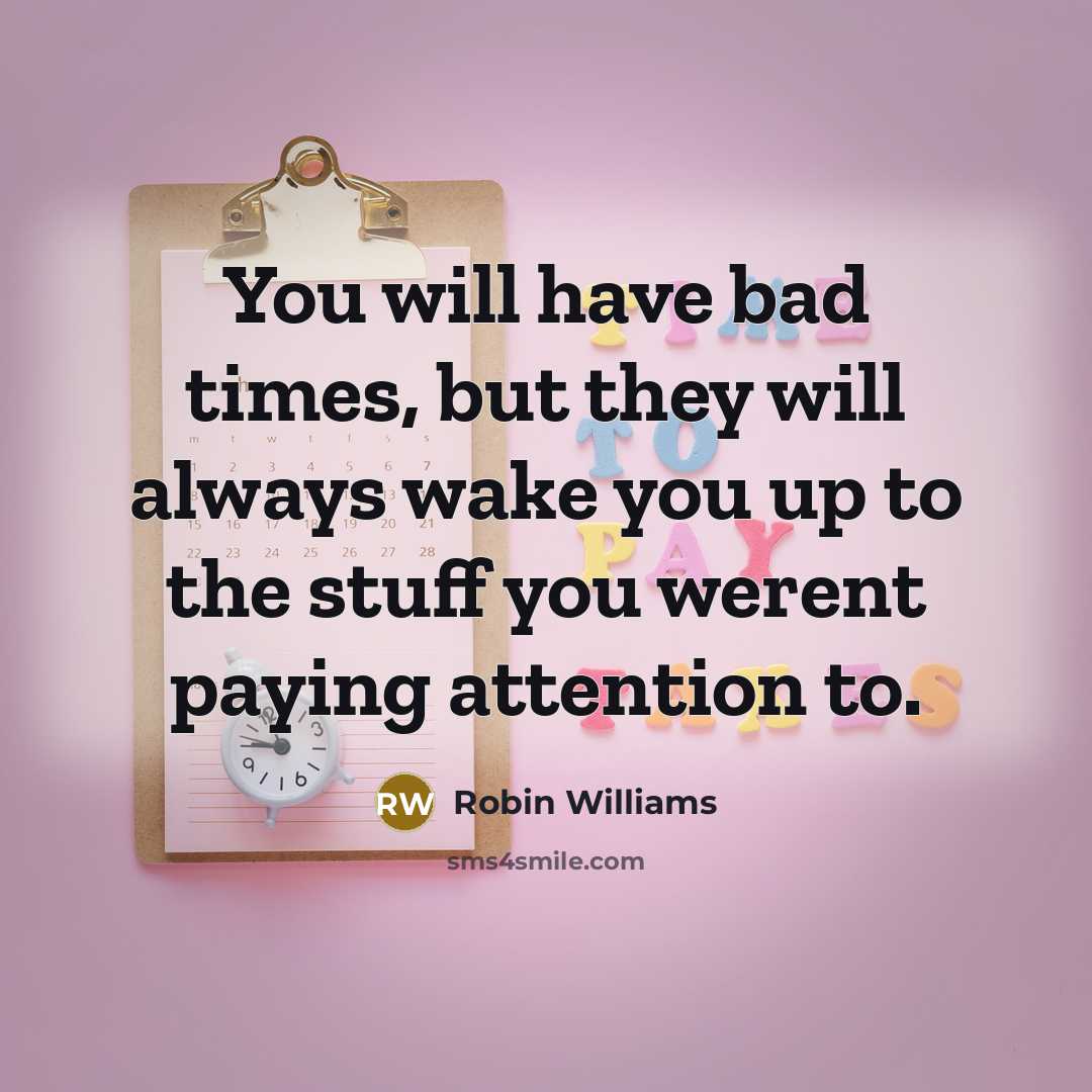 “You will have bad times, but they will always wake you up to the stuff you werent paying attention to.” quote by Robin Williams