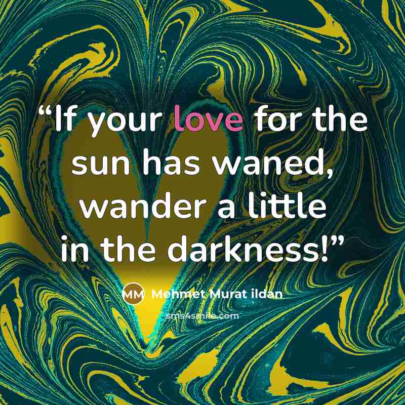 “If your love for the sun has waned, wander a little in the darkness!” quote by Mehmet Murat ildan