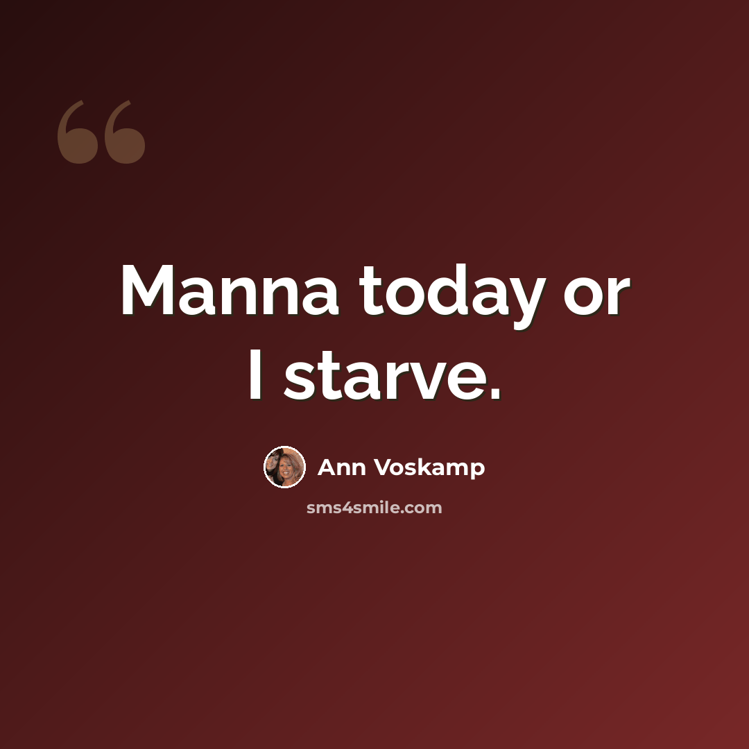 “Manna today or I starve.” quote by Ann Voskamp