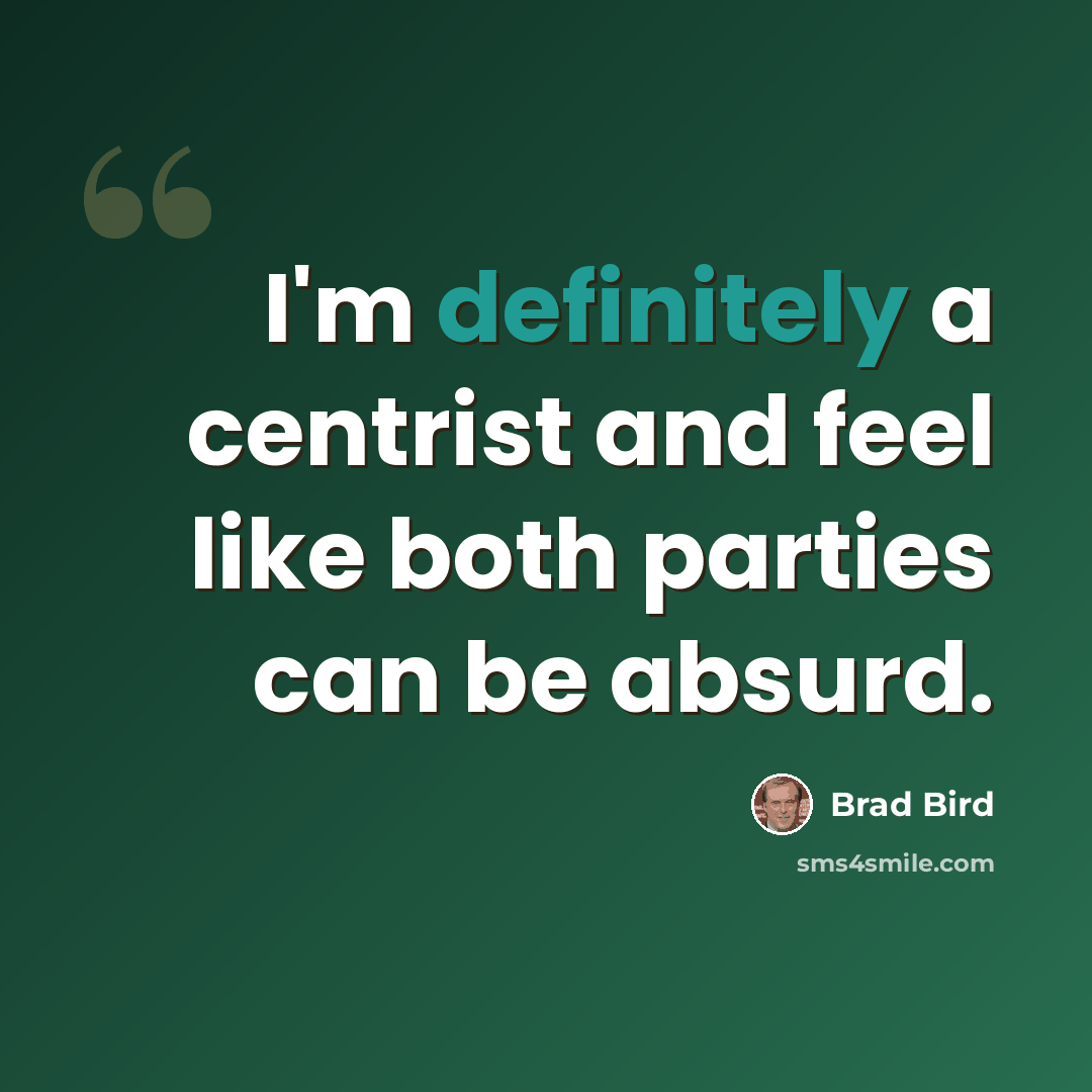 “I'm definitely a centrist and feel like both parties can be absurd.” quote by Brad Bird