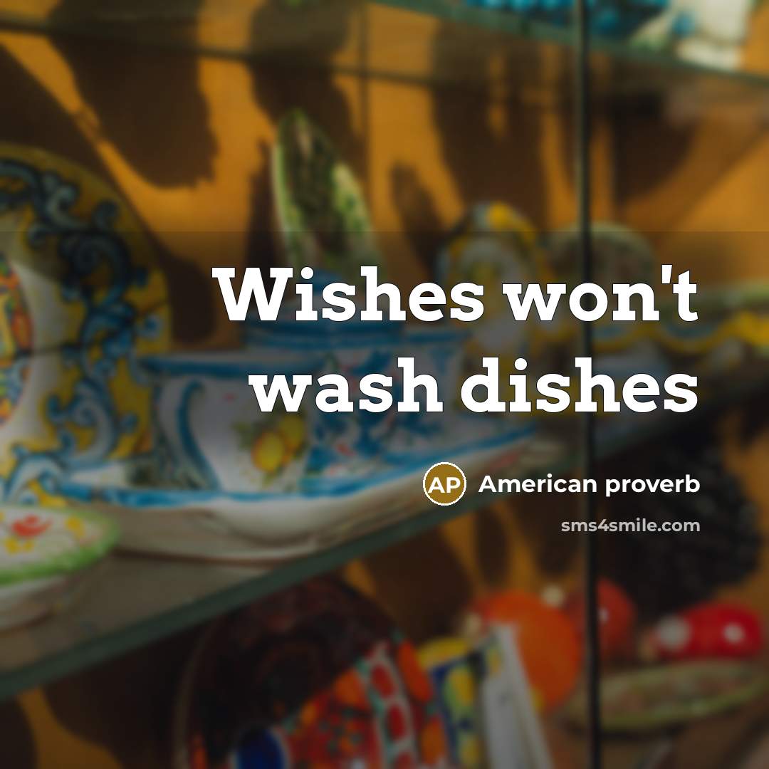 “Wishes won't wash dishes” quote by American Proverb
