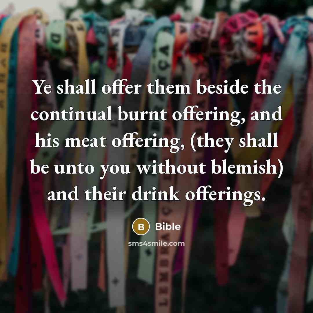 “Ye shall offer them beside the continual burnt offering, and his meat offering, (they shall be unto you without blemish) and their drink offerings.” quote by Bible