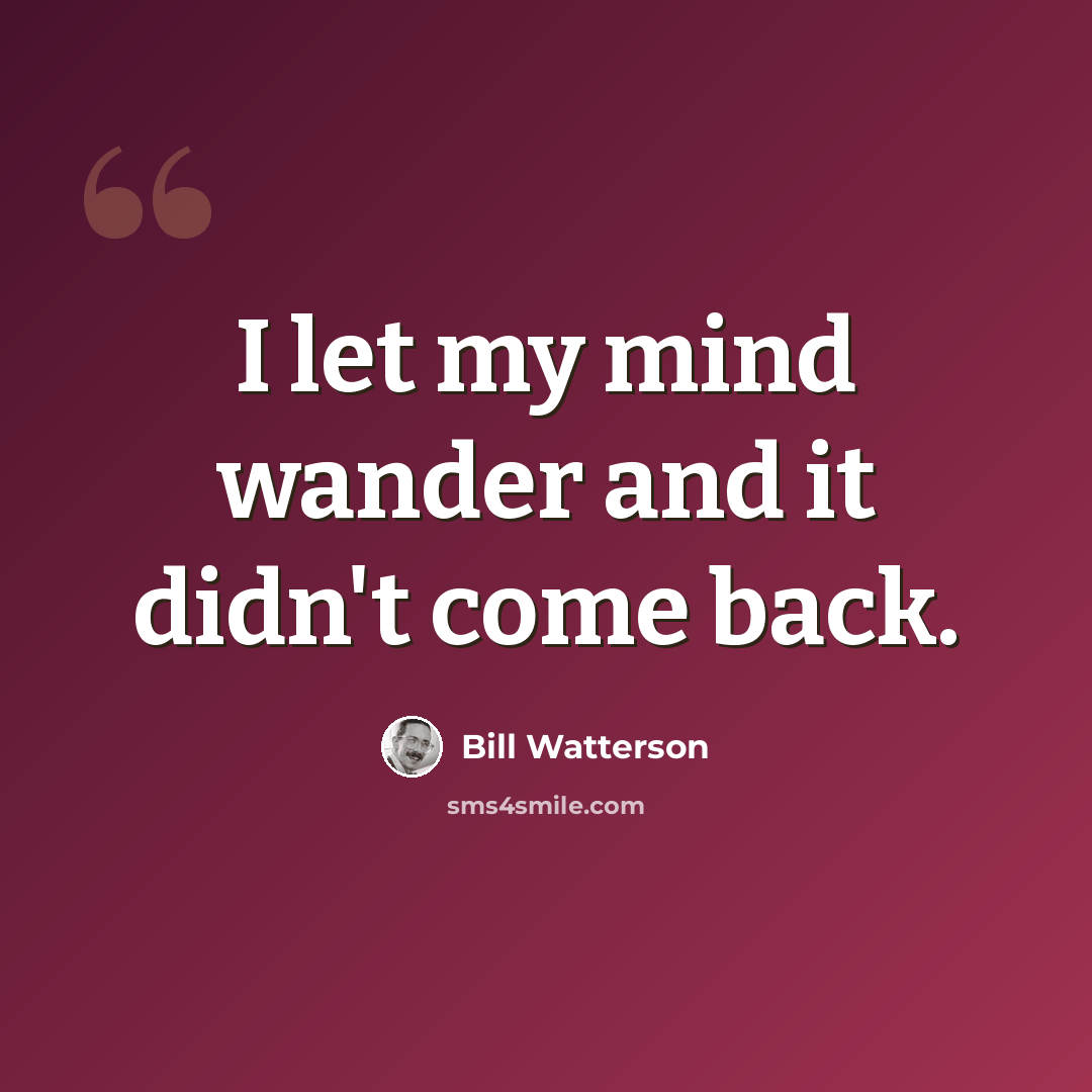 “I let my mind wander and it didn't come back.” quote by Bill Watterson