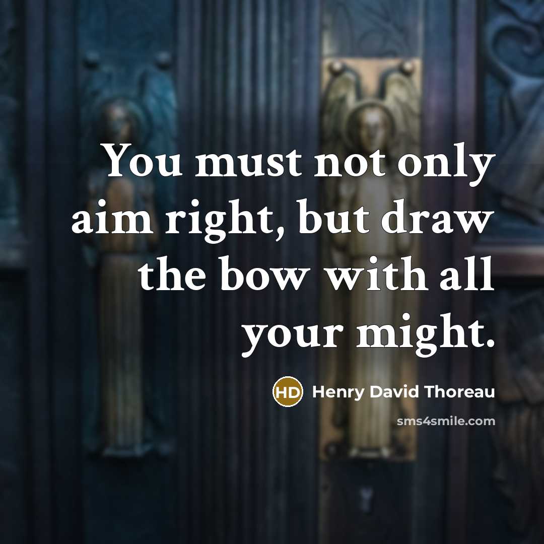 “You must not only aim right, but draw the bow with all your might.” quote by Henry David Thoreau