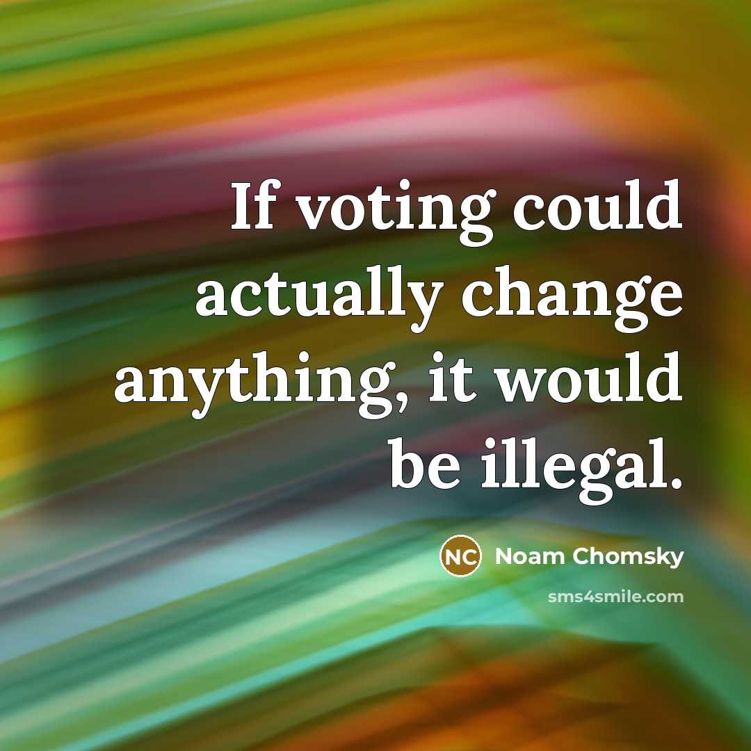 “If voting could actually change anything, it would be illegal.” quote by Noam Chomsky