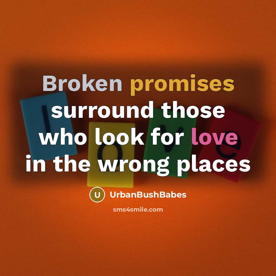 “Broken promises surround those who look for love in the wrong places” quote by UrbanBushBabes