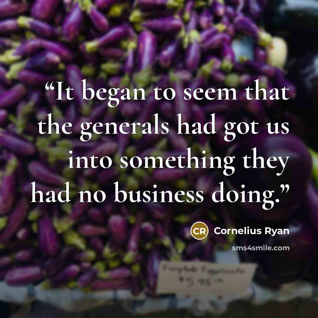 “It began to seem that the generals had got us into something they had no business doing.” quote by Cornelius Ryan