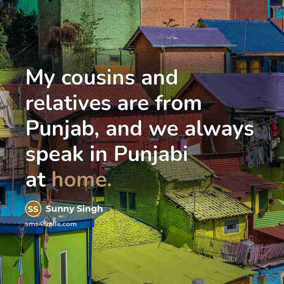 “My cousins and relatives are from Punjab, and we always speak in Punjabi at home.” quote by Sunny Singh