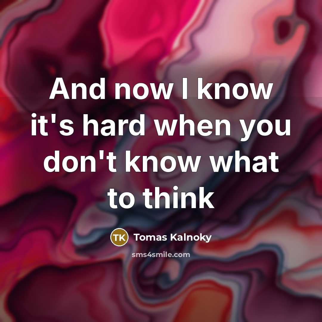 “And now I know it's hard when you don't know what to think” quote by Tomas Kalnoky