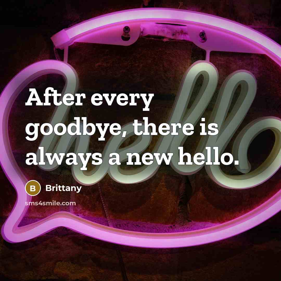 “After every goodbye, there is always a new hello.” quote by Brittany