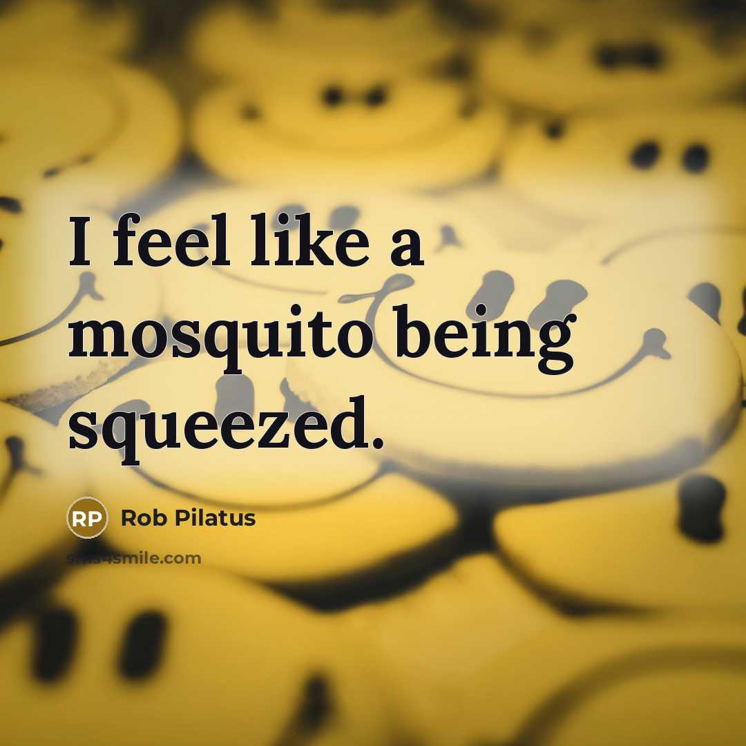“I feel like a mosquito being squeezed.” quote by Rob Pilatus