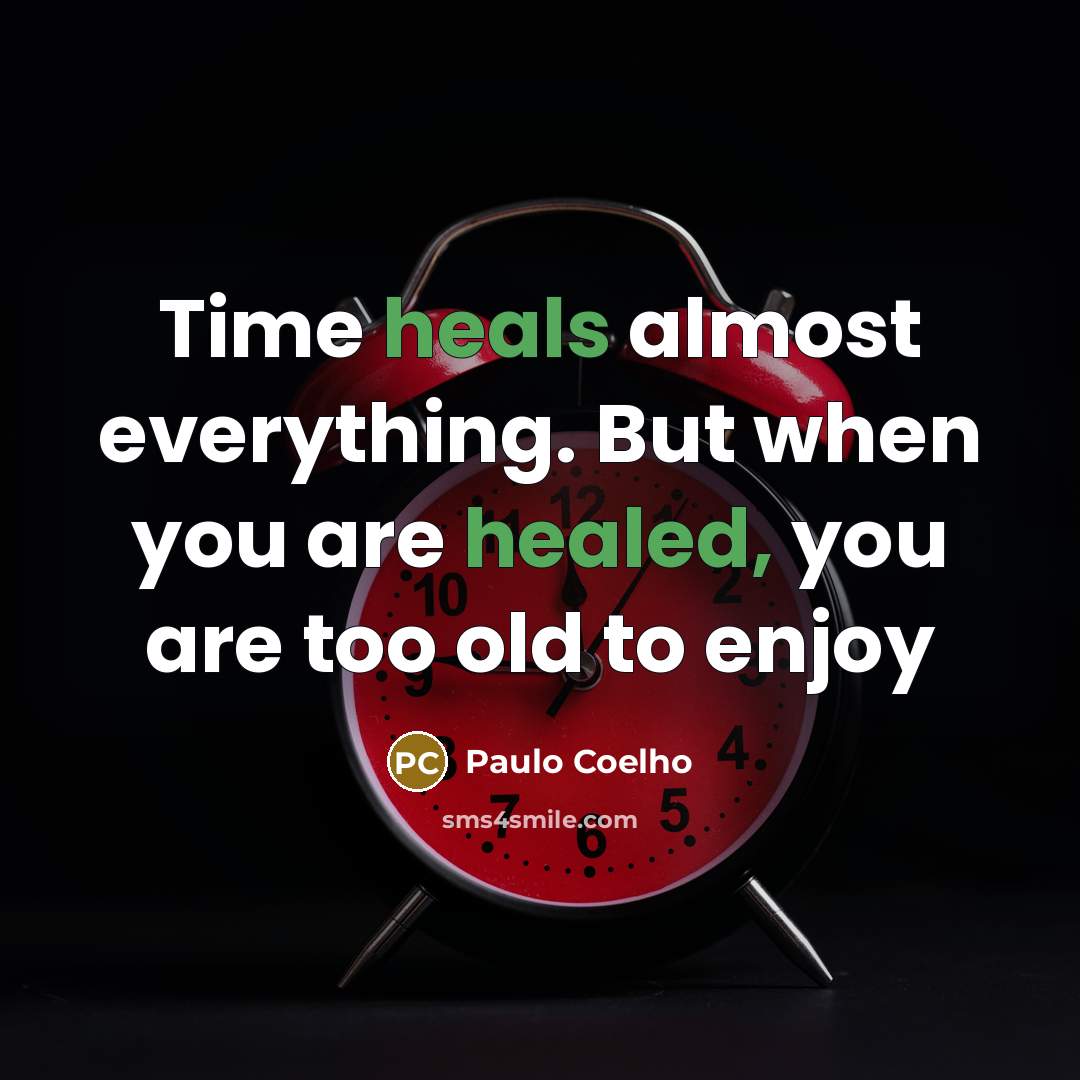 “Time heals almost everything. But when you are healed, you are too old to enjoy” quote by Paulo Coelho