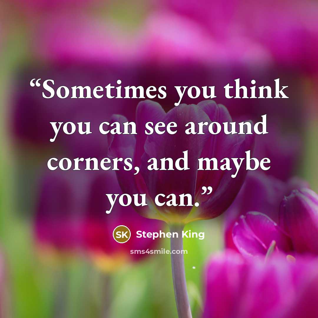 “Sometimes you think you can see around corners, and maybe you can.” quote by Stephen King