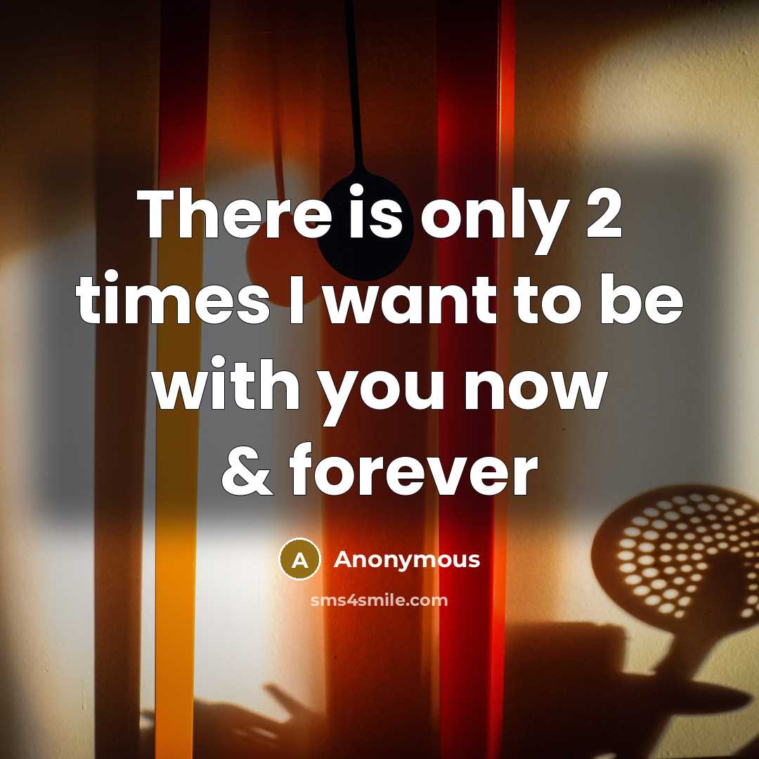 “There is only 2 times I want to be with you now & forever” quote by Anonymous