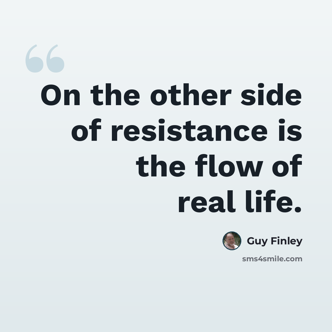 “On the other side of resistance is the flow of real life.” quote by Guy Finley