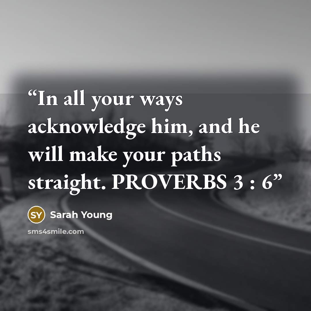 “In all your ways acknowledge him, and he will make your paths straight. PROVERBS 3 : 6” quote by Sarah Young